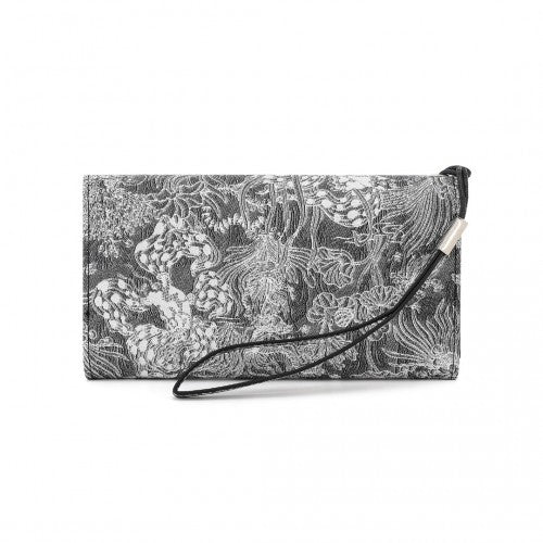 Miss Lulu Elegant Women's Long Purse with Detachable Wrist Strap And Multi - Card Organizer - Black