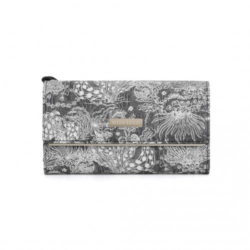 Miss Lulu Elegant Women's Long Purse with Detachable Wrist Strap And Multi - Card Organizer - Black