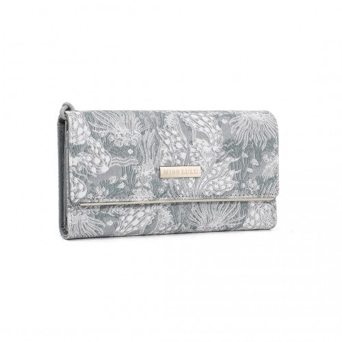 Miss Lulu Elegant Women's Long Purse with Detachable Wrist Strap And Multi - Card Organizer - Grey