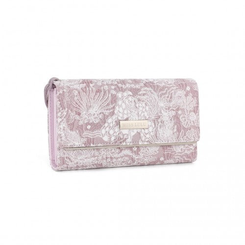 Miss Lulu Elegant Women's Long Purse with Detachable Wrist Strap And Multi - Card Organizer - Pink