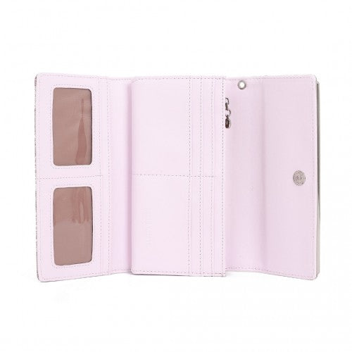 Miss Lulu Elegant Women's Long Purse with Detachable Wrist Strap And Multi - Card Organizer - Pink