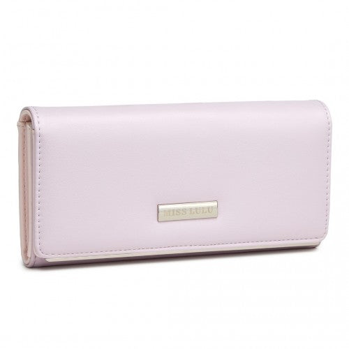 Miss Lulu Sleek and Elegant Long Wallet for Women - A Timeless Accessory - Purple