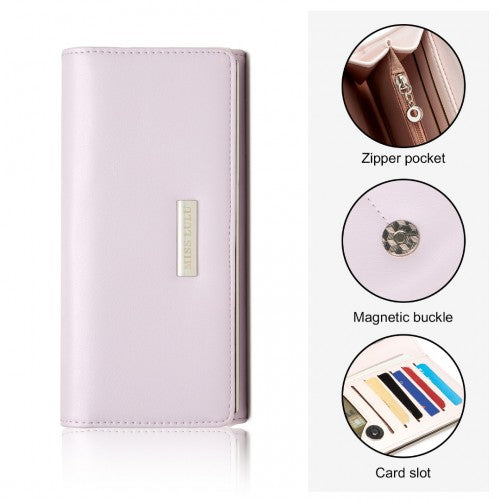 Miss Lulu Sleek and Elegant Long Wallet for Women - A Timeless Accessory - Purple