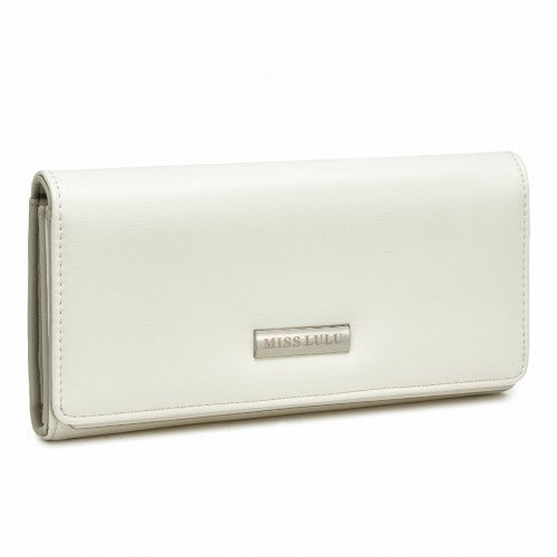 Miss Lulu Sleek and Elegant Long Wallet for Women - A Timeless Accessory - White