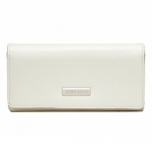 Miss Lulu Sleek and Elegant Long Wallet for Women - A Timeless Accessory - White