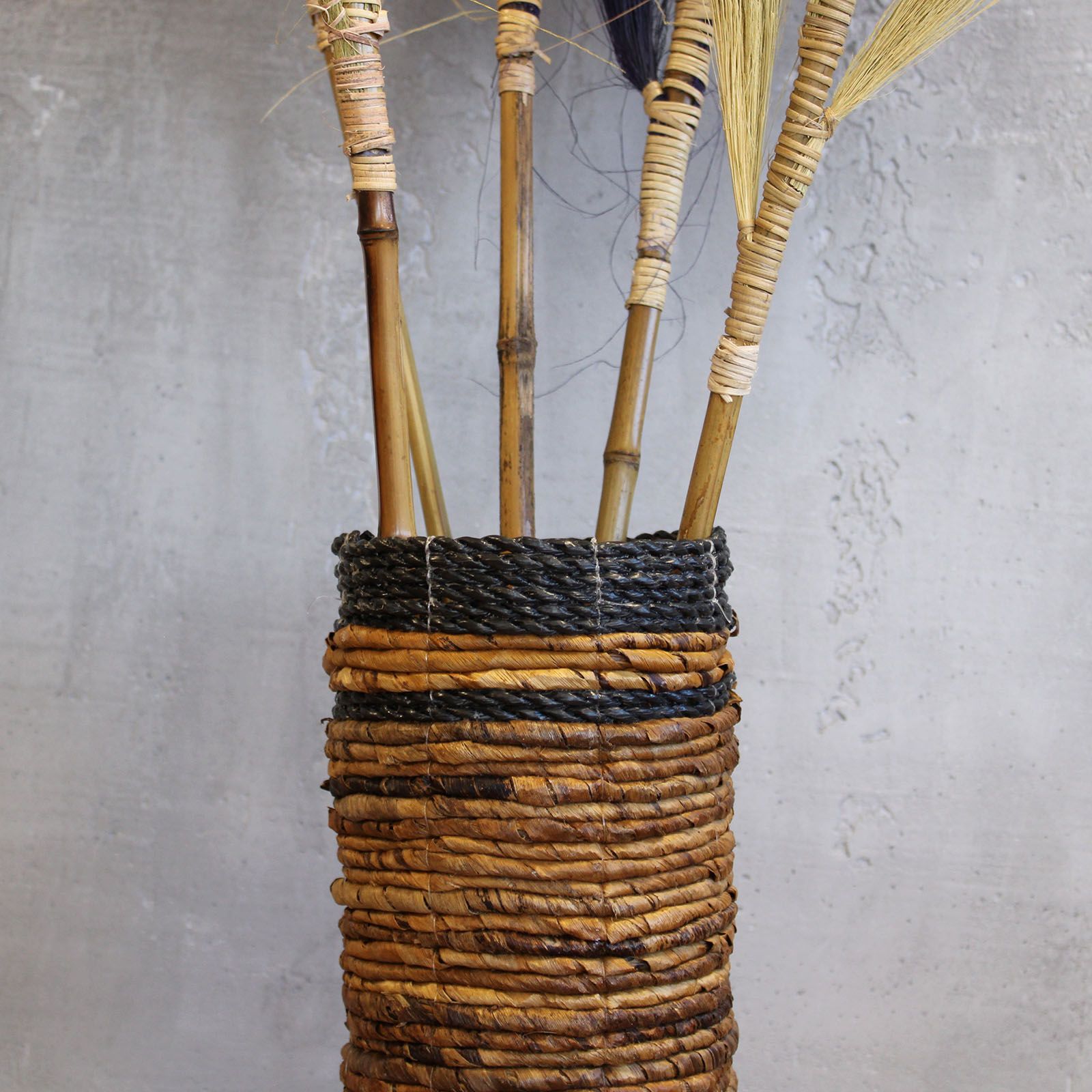 Banana Leaf Set - 2 Vase & 2 Bins - 4 Handwoven Java Storage Baskets