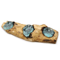 Handmade Molten Glass Flat Triple Candle Holder on Wood – 45cm