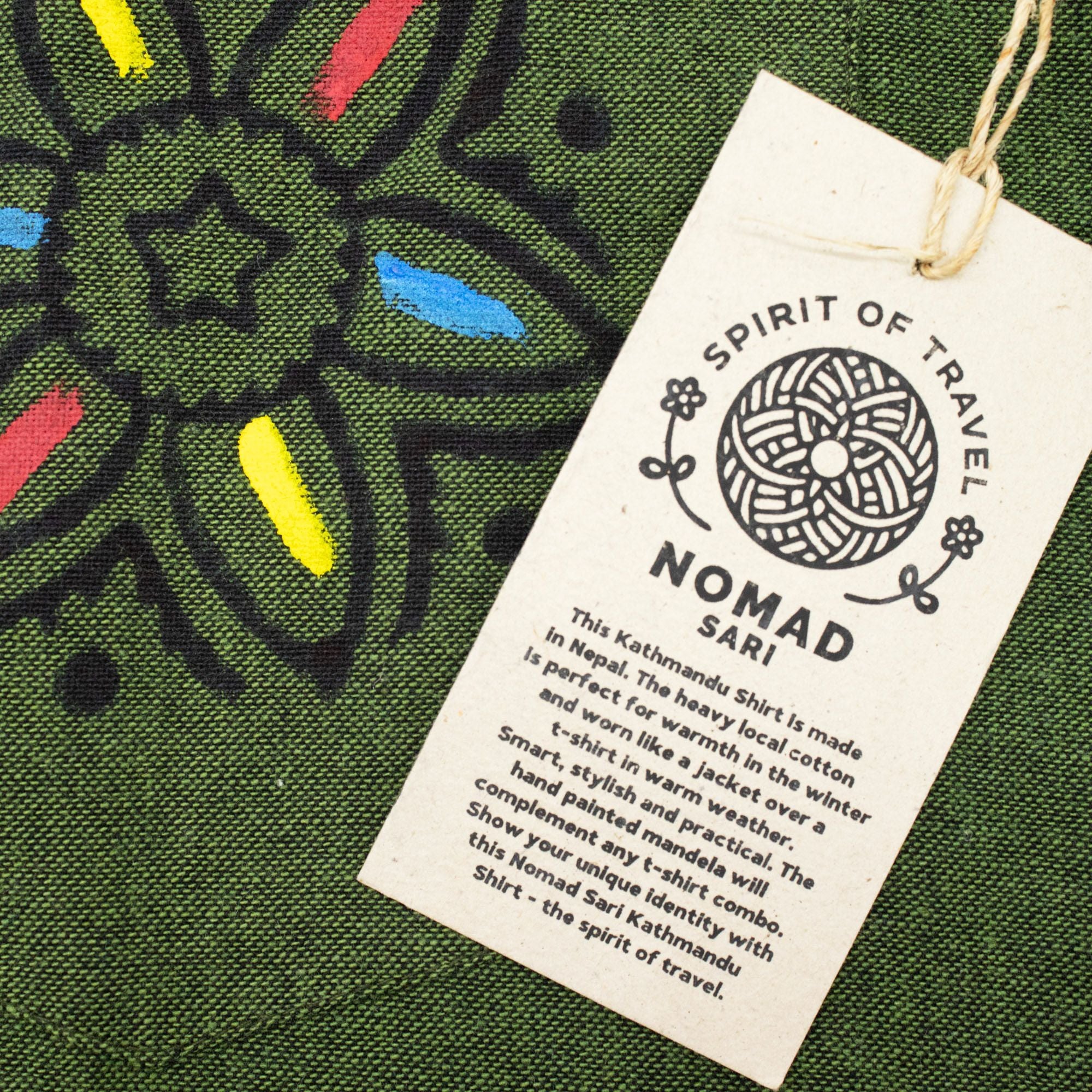 Nomad Grandad Shirt in Forest Green - 100% Cotton