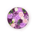 Round Box - Lavender Rose & Carnation - Soap Flower Gift Round Box
