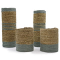 Seagrass & Abu-Abu Raffia Set - 2 Vase & 2 Bins - 4 Handwoven Java Storage Baskets