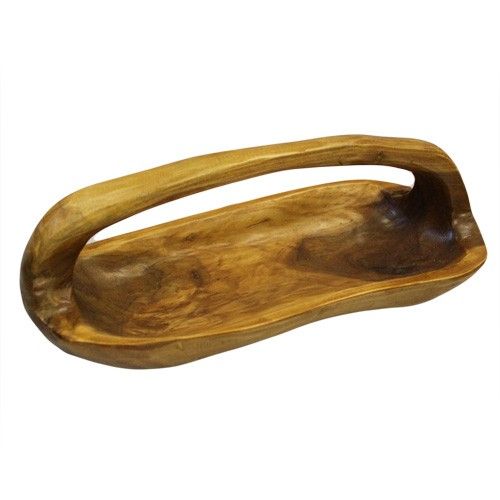 Bowl with Handle 30cm – Teak Serving Bowl with Practical Side Handle