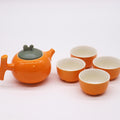 Herbal Orange Teapot Set with 4 Cups - Ceramic Orange Tea Set