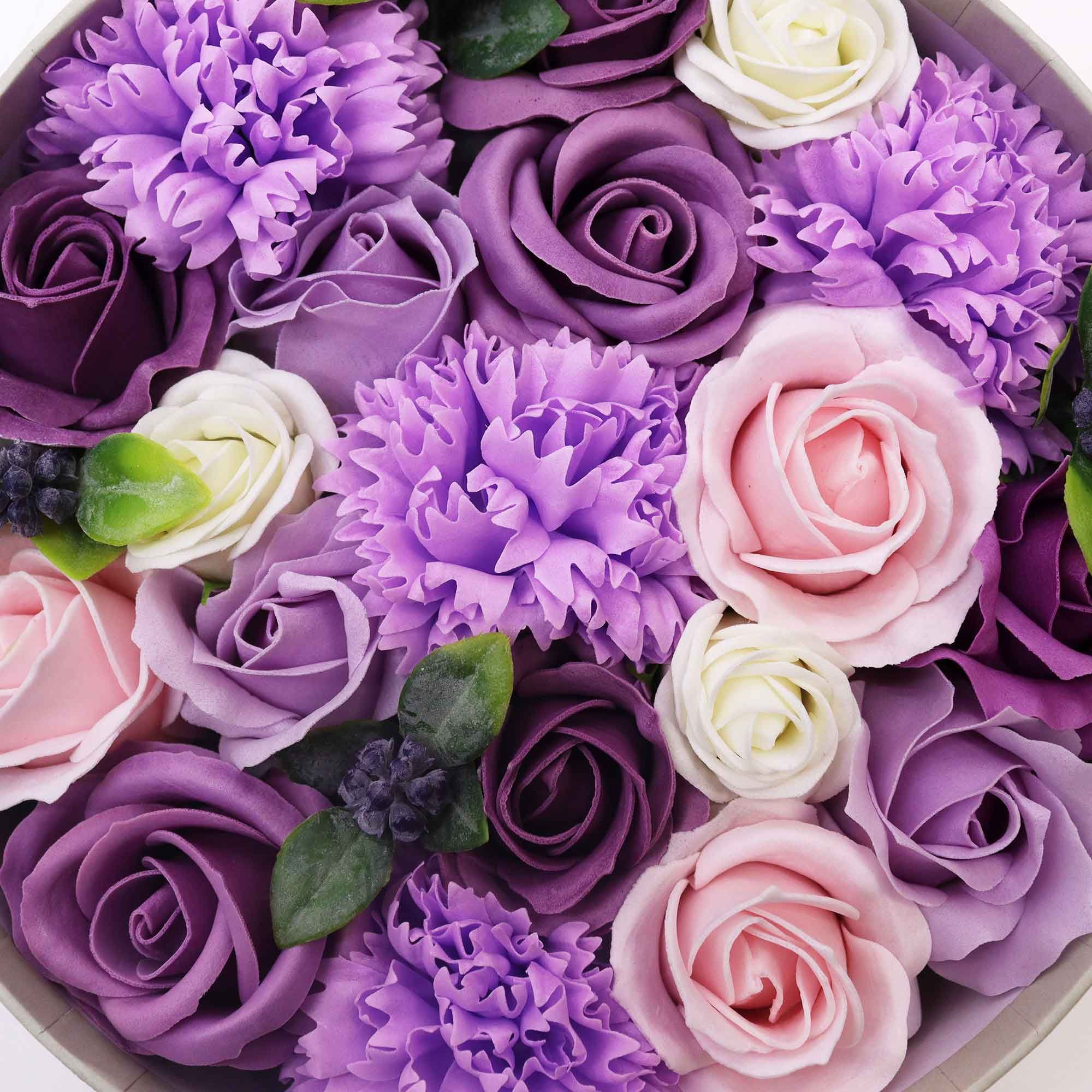 Round Box - Lavender Rose & Carnation - Soap Flower Gift Round Box