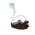 Handmade Molten Glass on Wood – 1L Balinese Artisan Wine Decanter