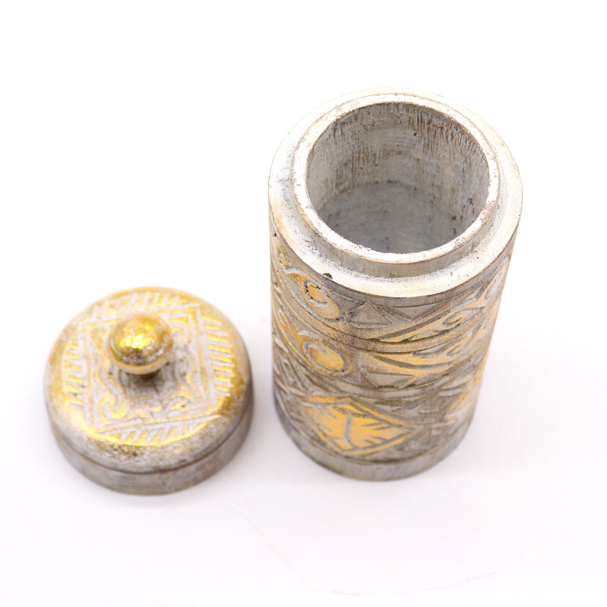 White & Gold - Tall Container - Decorative Storage