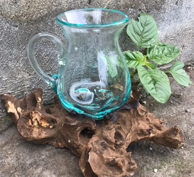 Handmade Molten Glass on Wood – 0.6L Balinese Artisan Serving Jug