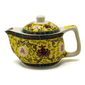 Small Herbal Teapot - Long Life Oriental Design - 350ml Ceramic with Strainer