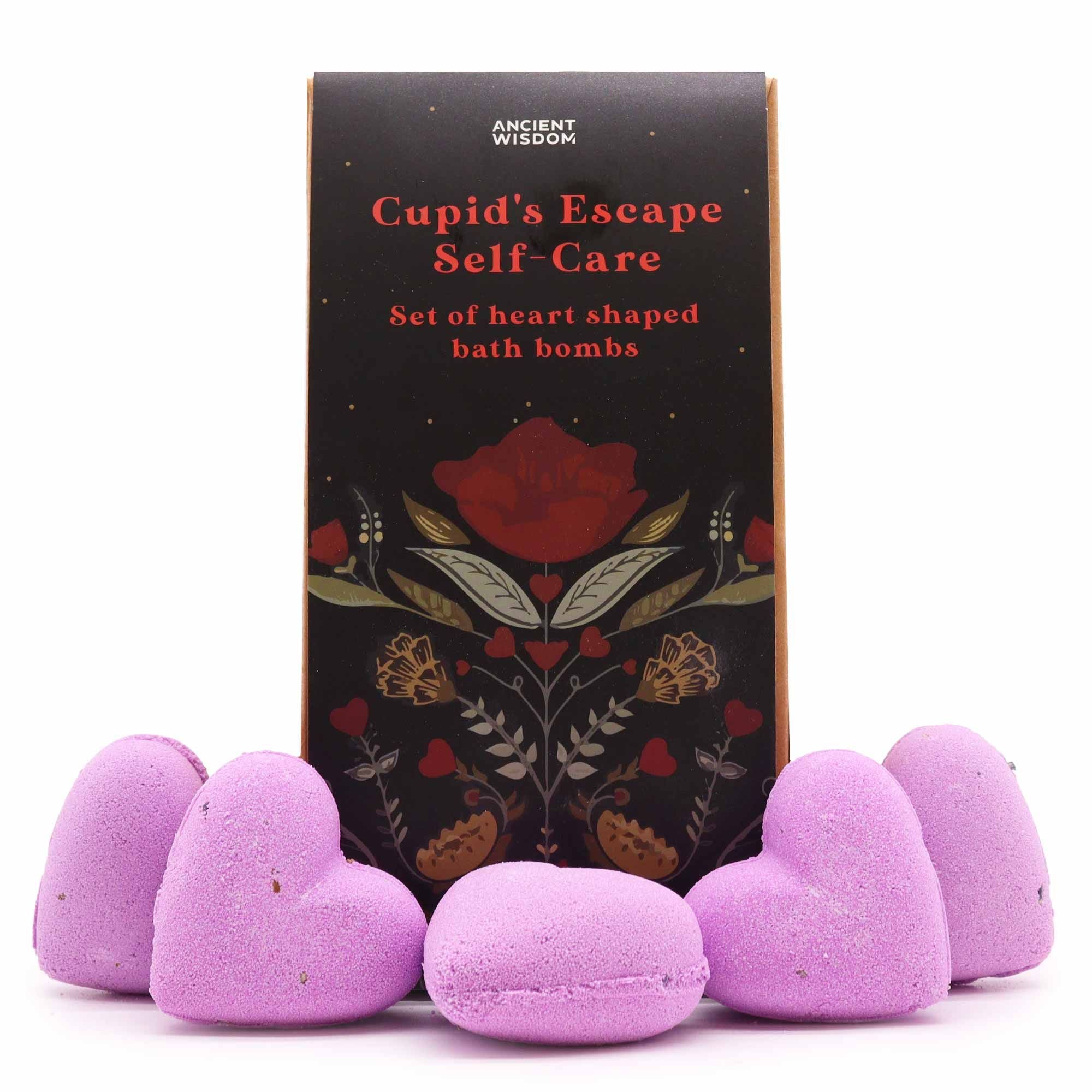 Cupids Escape Self Care Bath Heart Gift Set - bath bombs