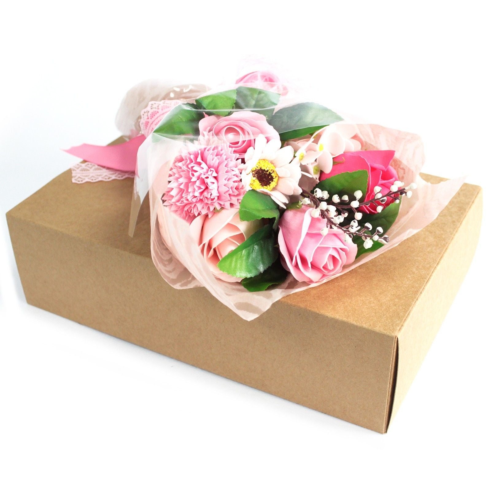Boxed Hand Soap Flower Bouquet - Pink -  Bath Flowers