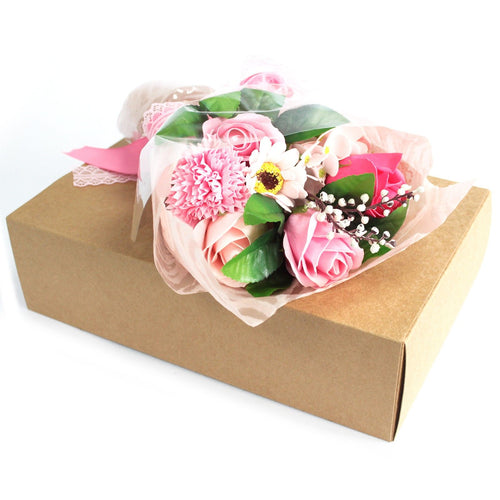 Boxed Hand Soap Flower Bouquet - Pink -  Bath Flowers