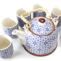 Herbal Teapot Set - Blue Star - Teapot with 6 Cups & Strainer