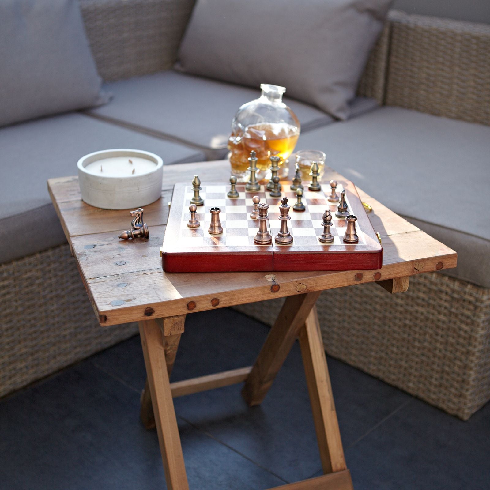 Square Folding Coffee Table – Recycled Teak Wood | Handcrafted in Bali (50cm)