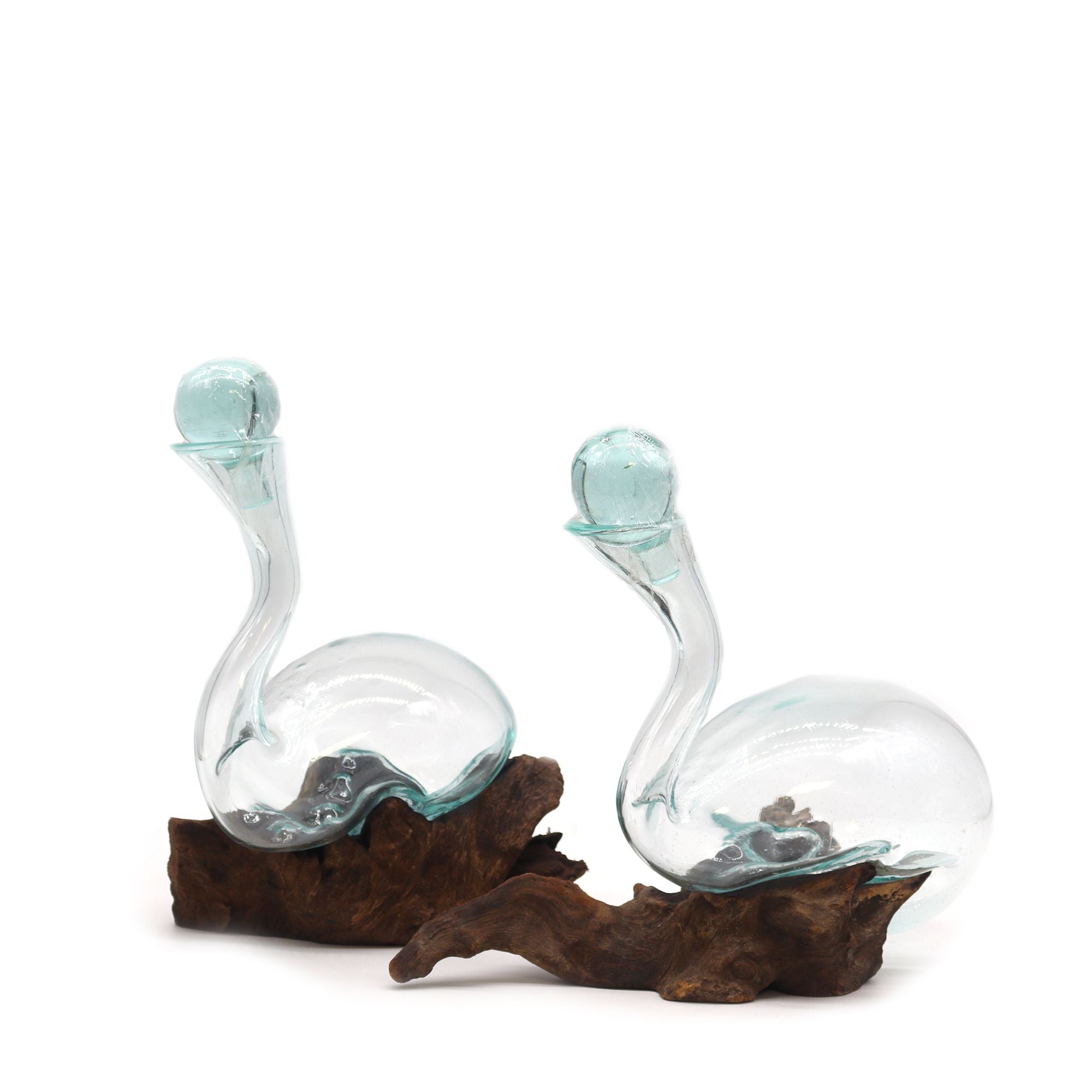 Handmade Molten Glass on Wood – 1L Balinese Artisan Wine Decanter