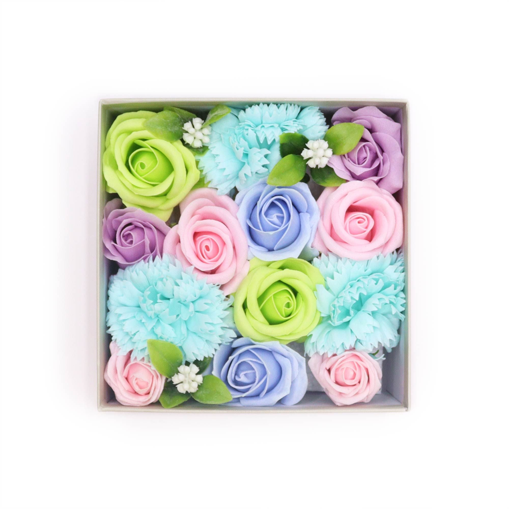 Square Box - Baby Blessings - Blues - Soap Flower Gift Round Box