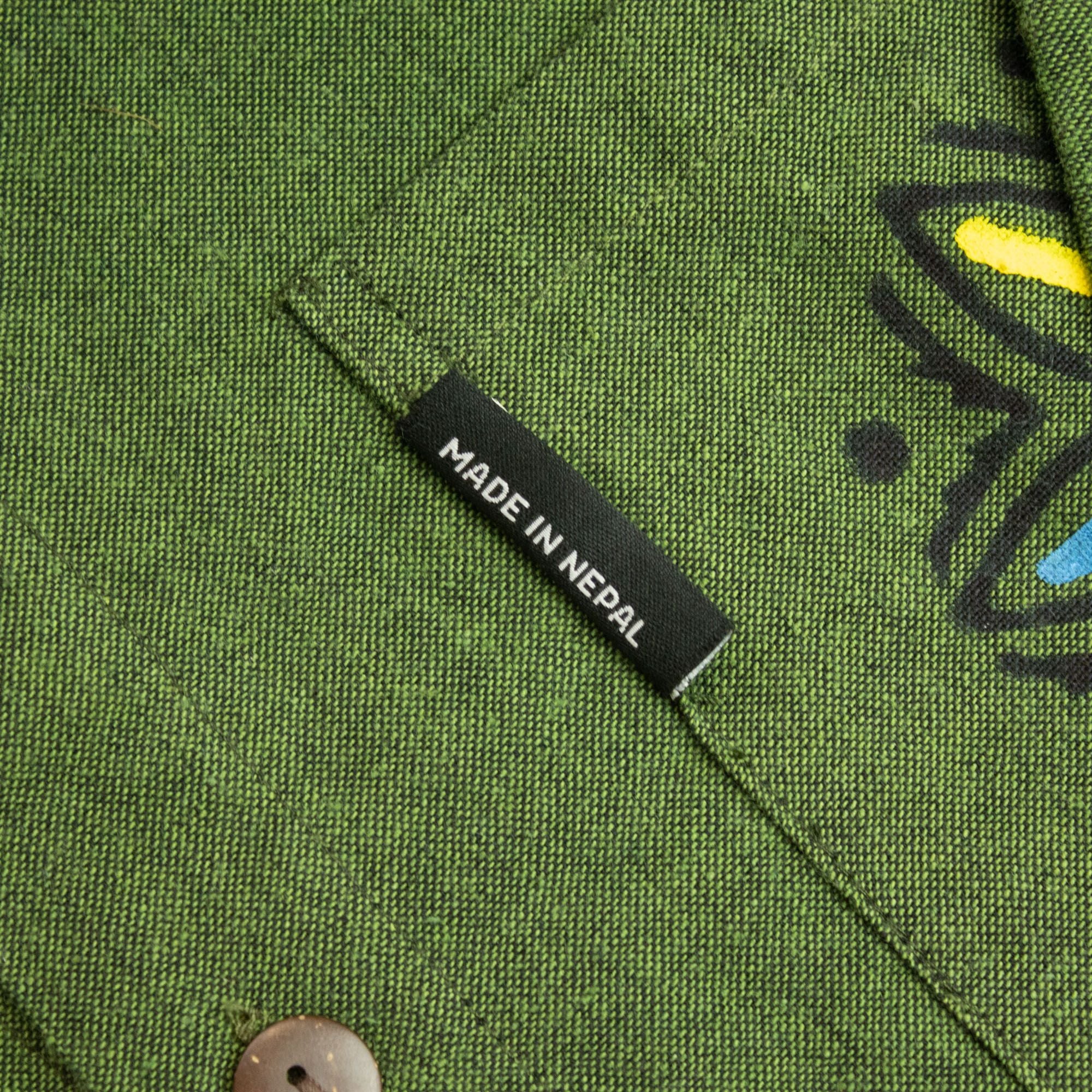 Nomad Grandad Shirt in Forest Green - 100% Cotton