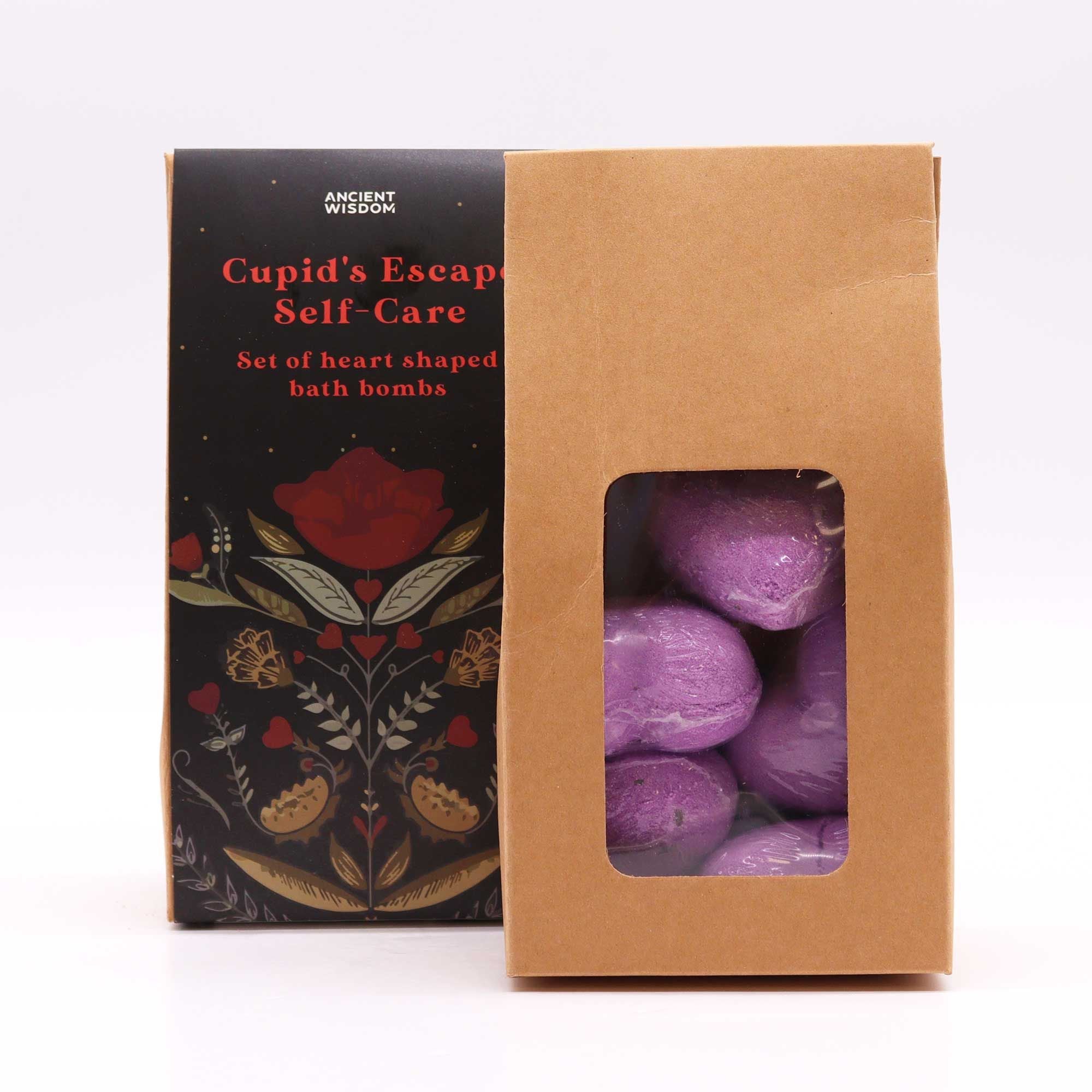 Cupids Escape Self Care Bath Heart Gift Set - bath bombs