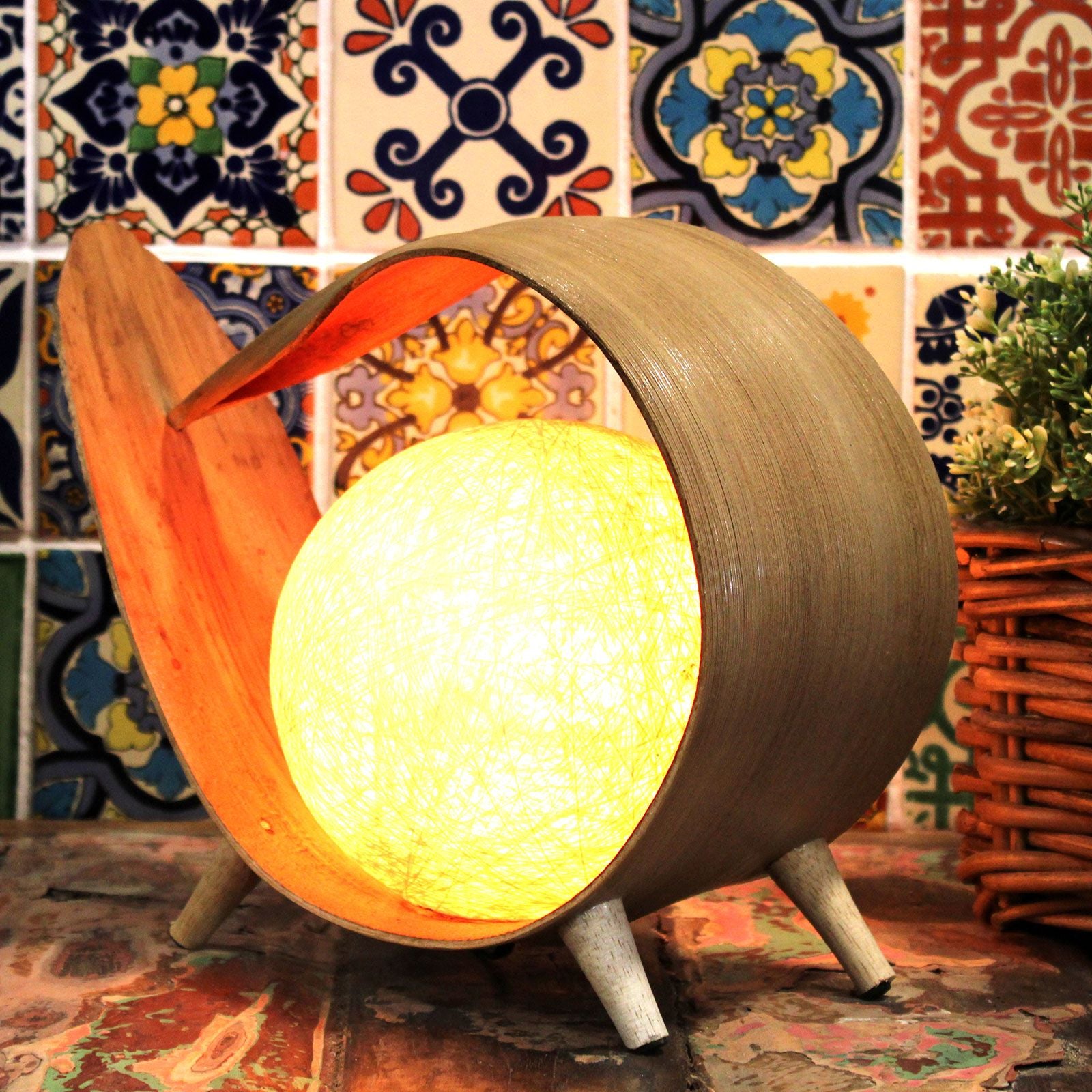 Natural Coconut Lamp - Natural Wrapover - Handcrafted & Eco