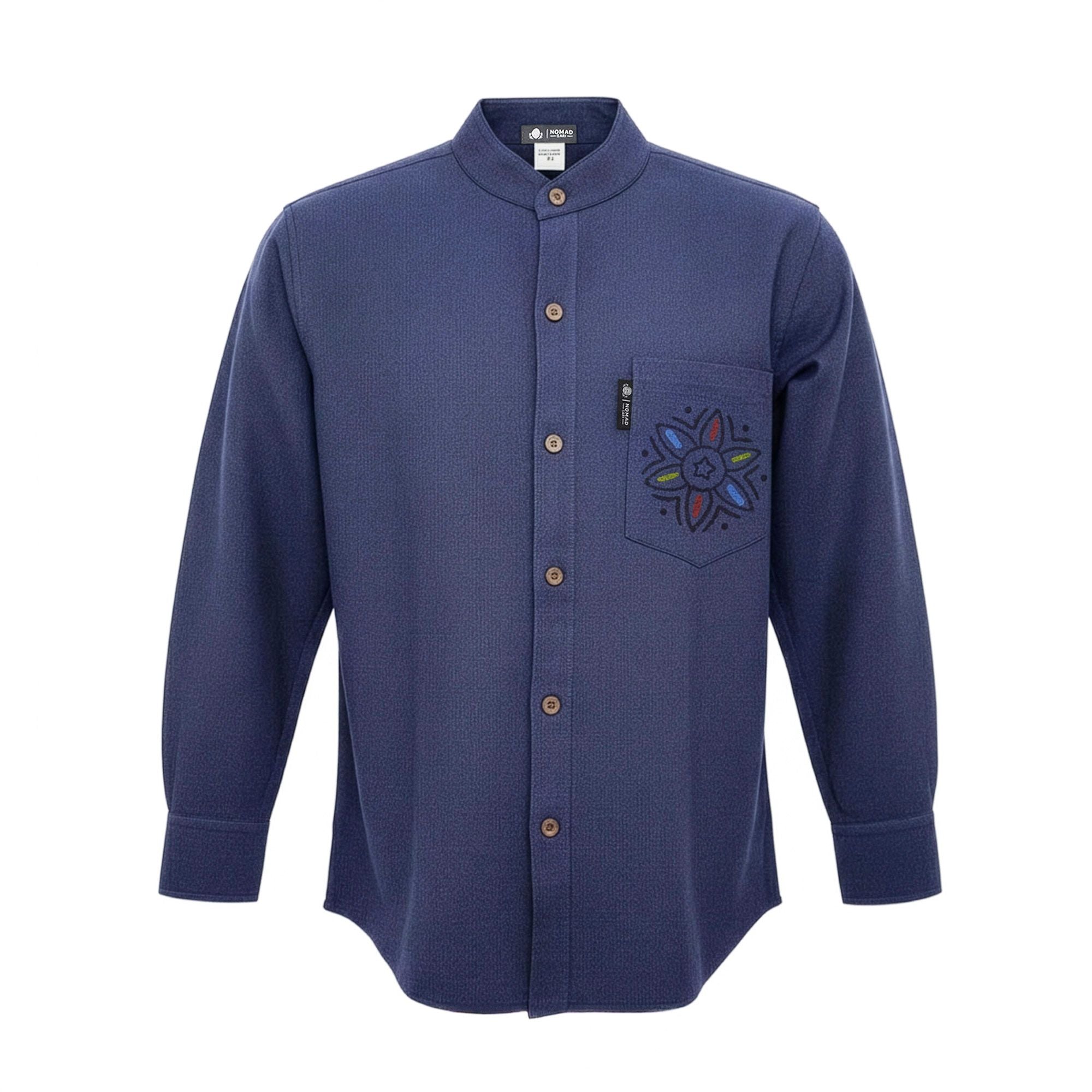 Nomad Grandad Shirt - Indigo Blue Cotton