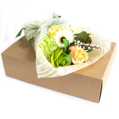 Boxed Hand Soap Flower Bouquet - Greens - Luxury Soap Flowers.