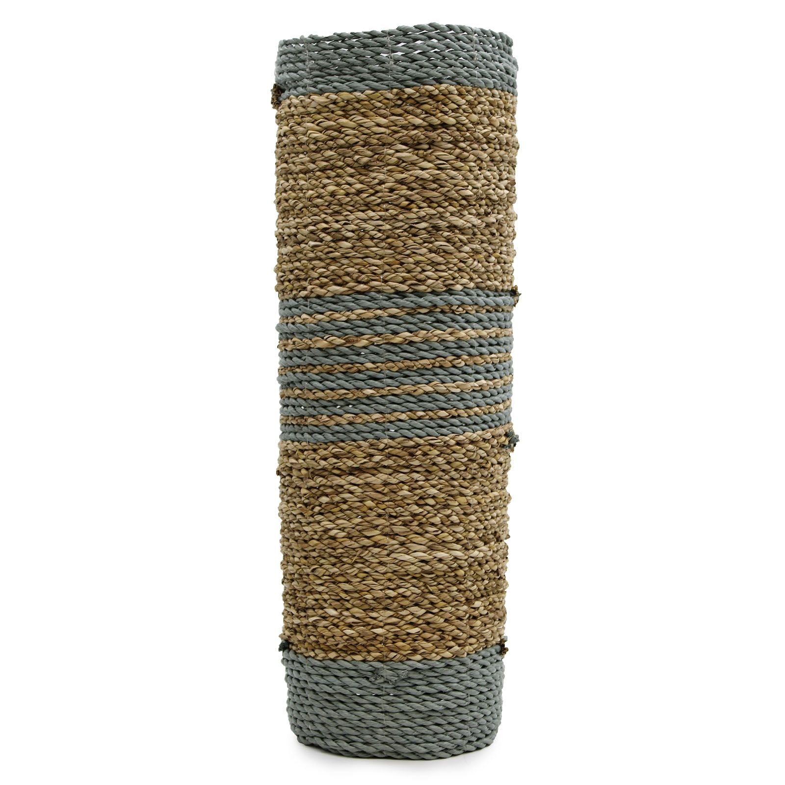 Seagrass & Abu-Abu Raffia Set - 2 Vase & 2 Bins - 4 Handwoven Java Storage Baskets