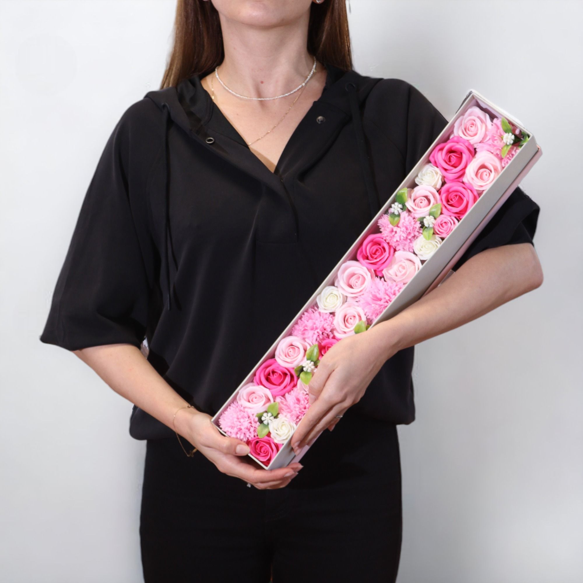 Extra Long Box - Baby Blessings - Pinks - Soap Flower Gift Round Box