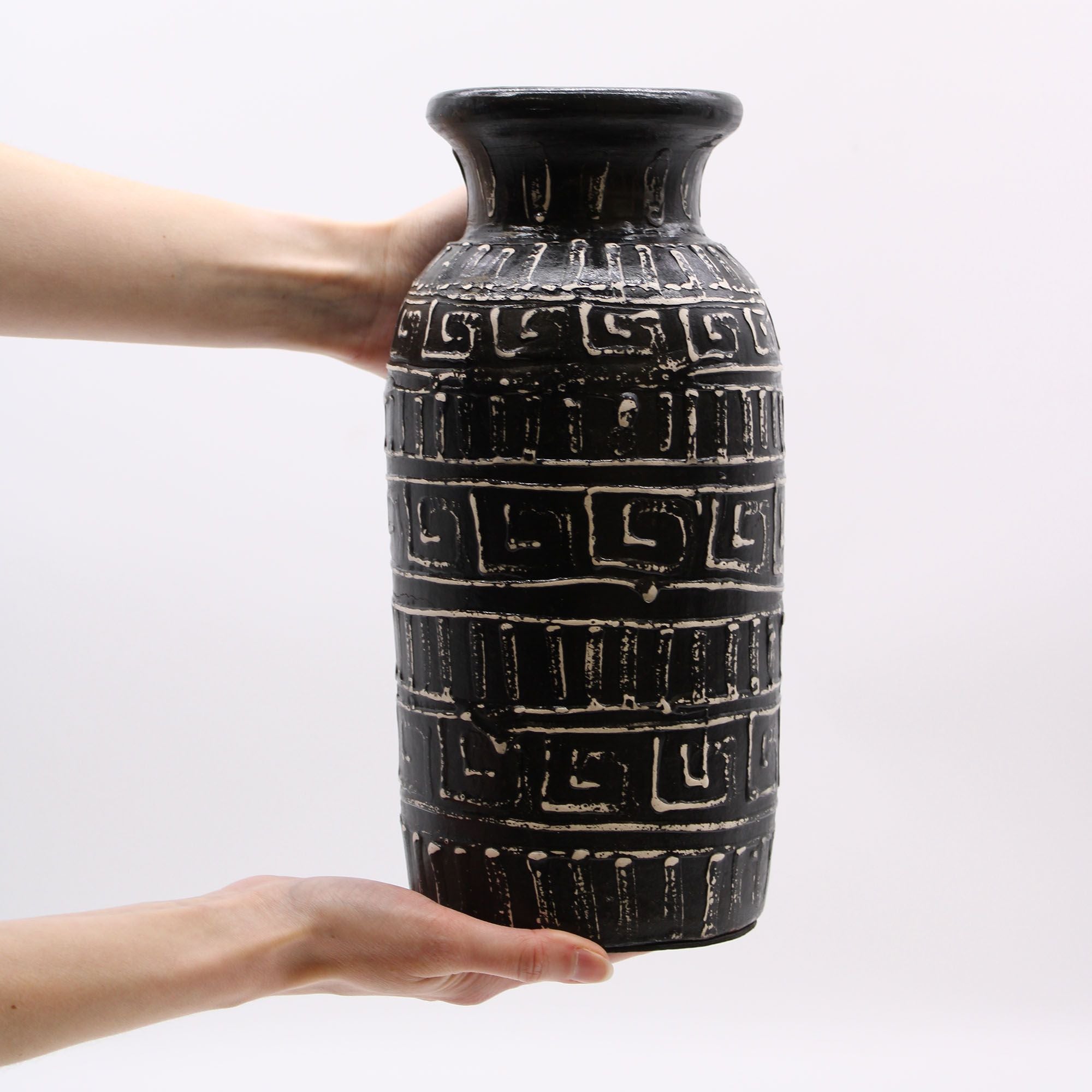Greek Straight Vase - Chocolate - handmade