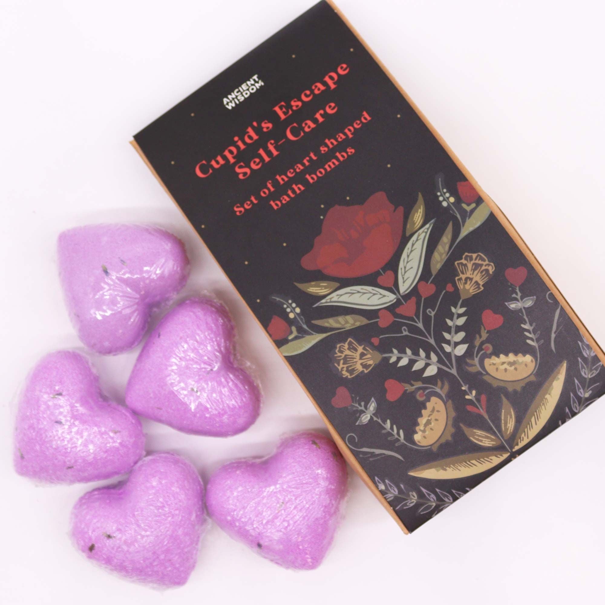 Cupids Escape Self Care Bath Heart Gift Set - bath bombs