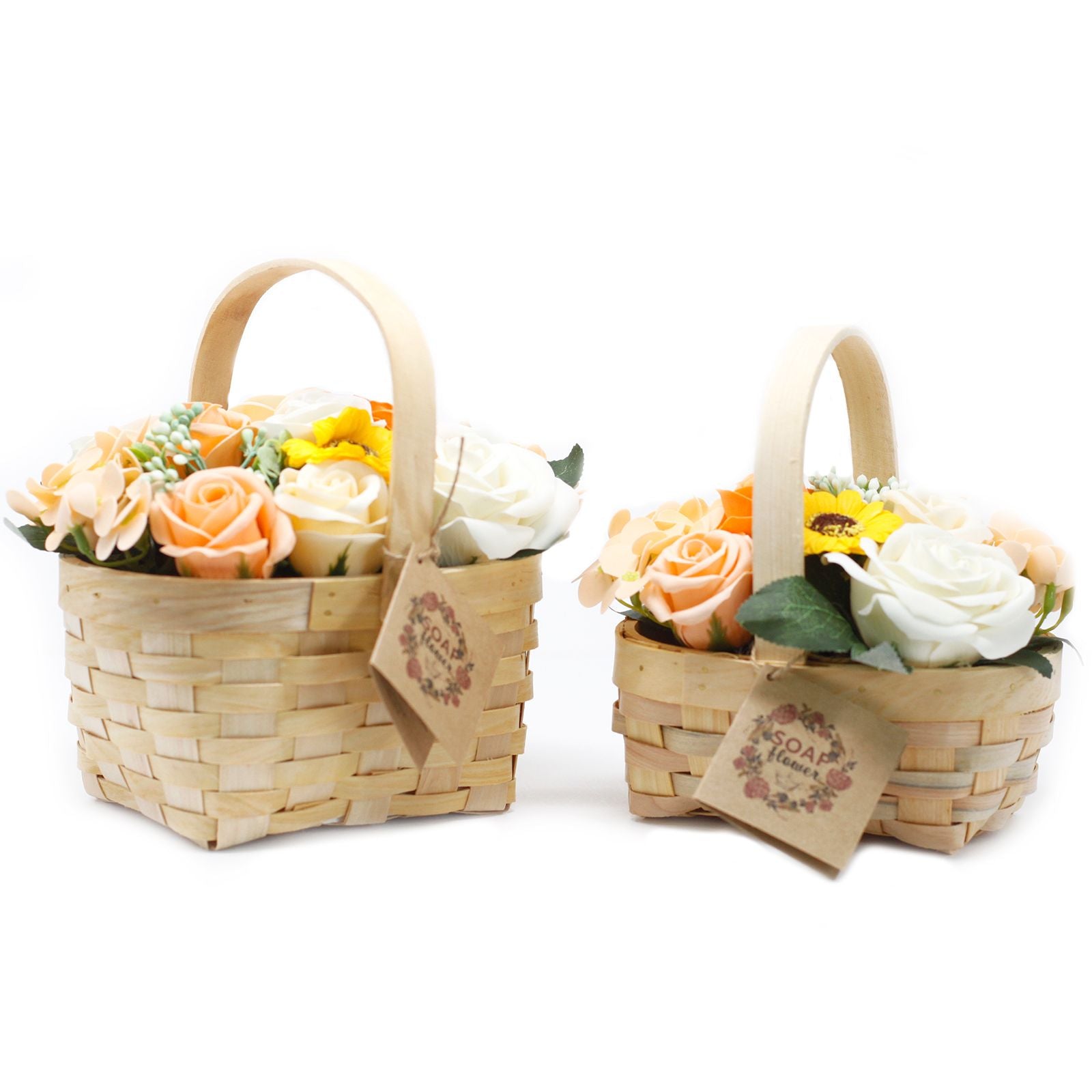 Medium Orange Bouquet in Wicker Basket - bath soap