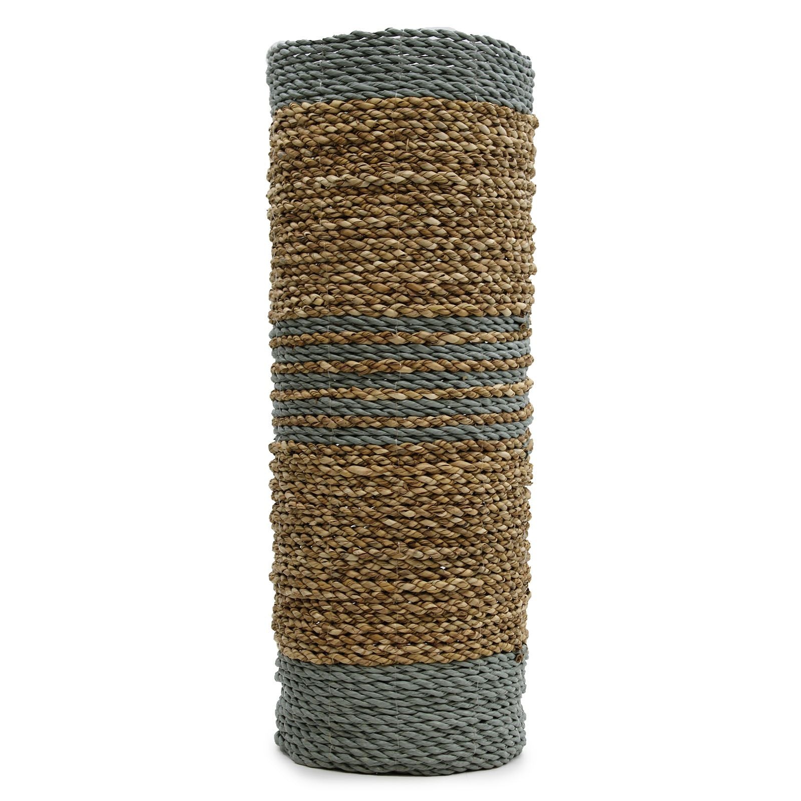 Seagrass & Abu-Abu Raffia Set - 2 Vase & 2 Bins - 4 Handwoven Java Storage Baskets
