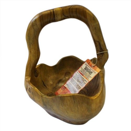 Med Back Handle Bowl 25cm – Medium Solid Teak Bowl with Curved Handle