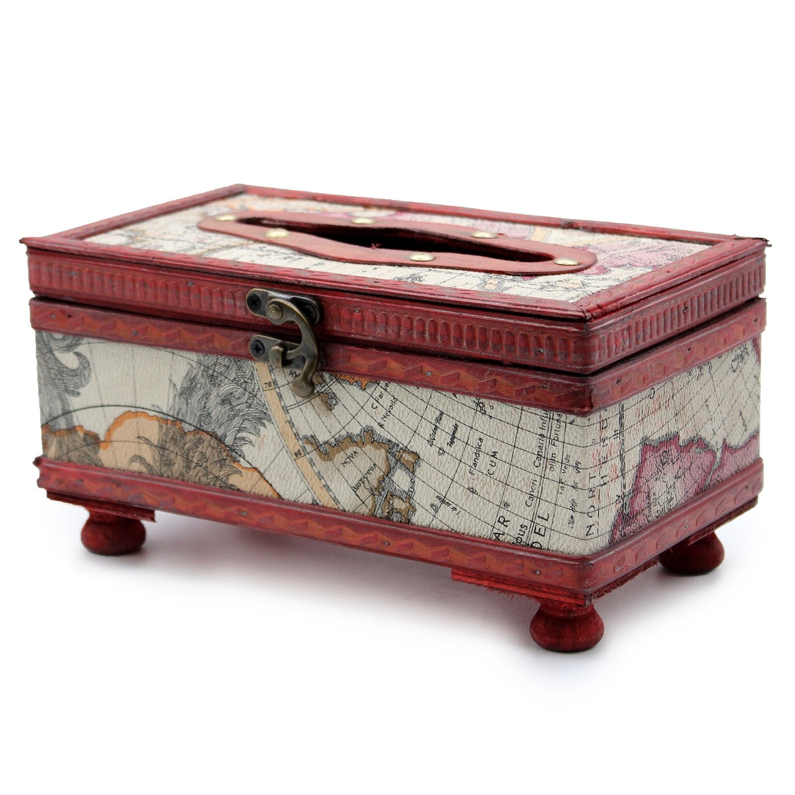 Tissue Box Old Map with Legs - Vintage-Style Decorative Storage