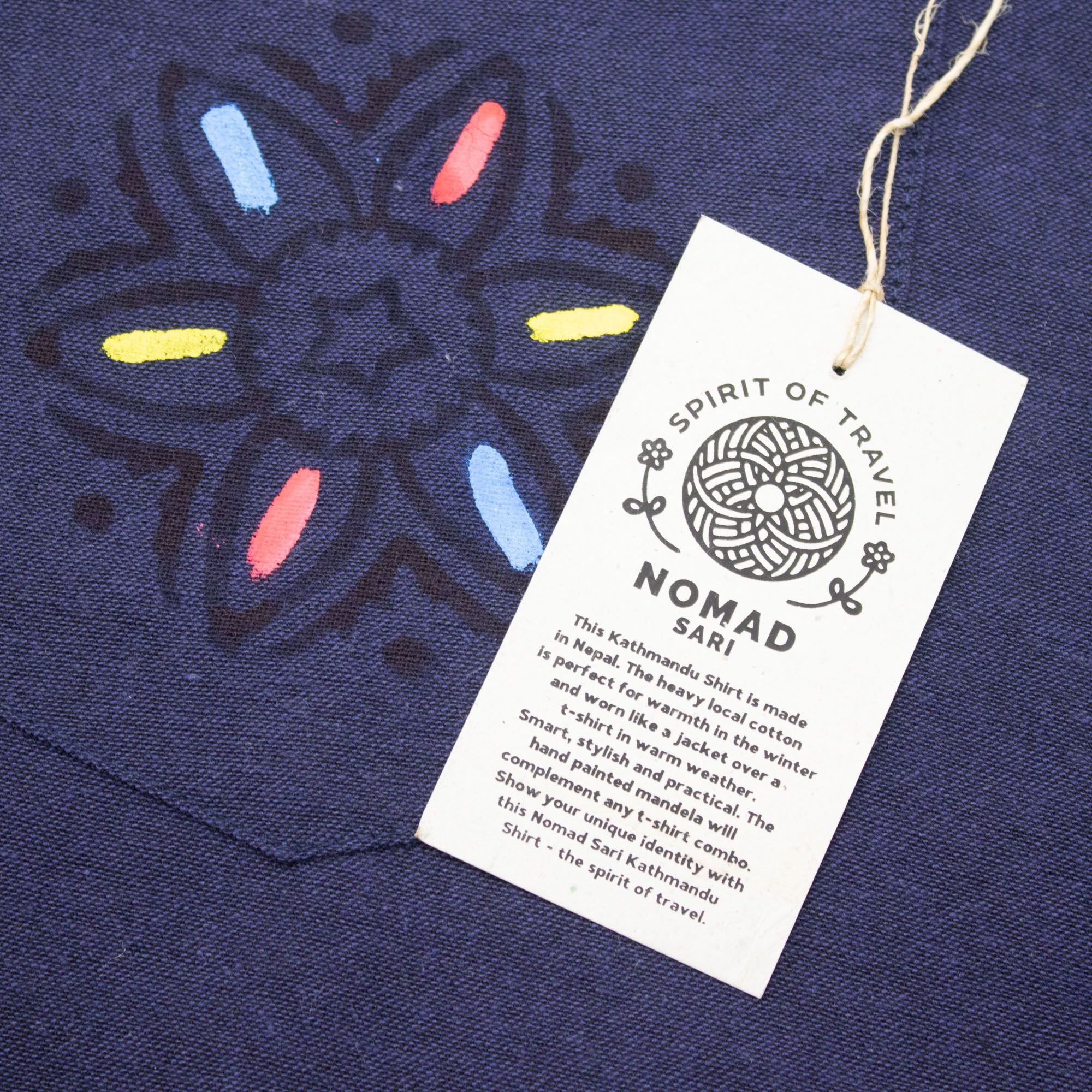 Nomad Grandad Shirt - Indigo Blue Cotton