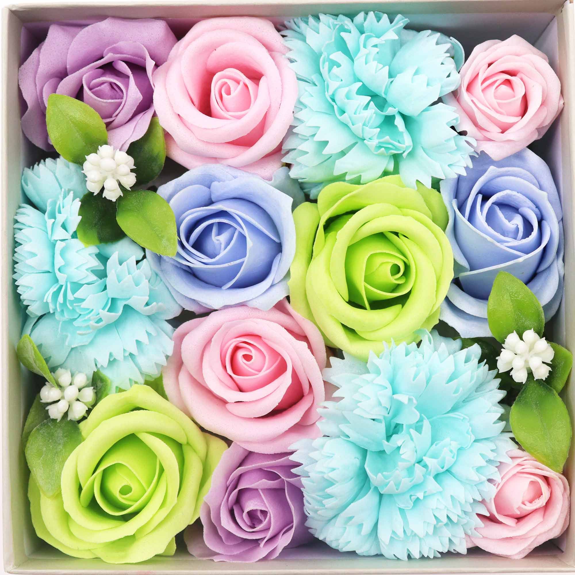 Square Box - Baby Blessings - Blues - Soap Flower Gift Round Box