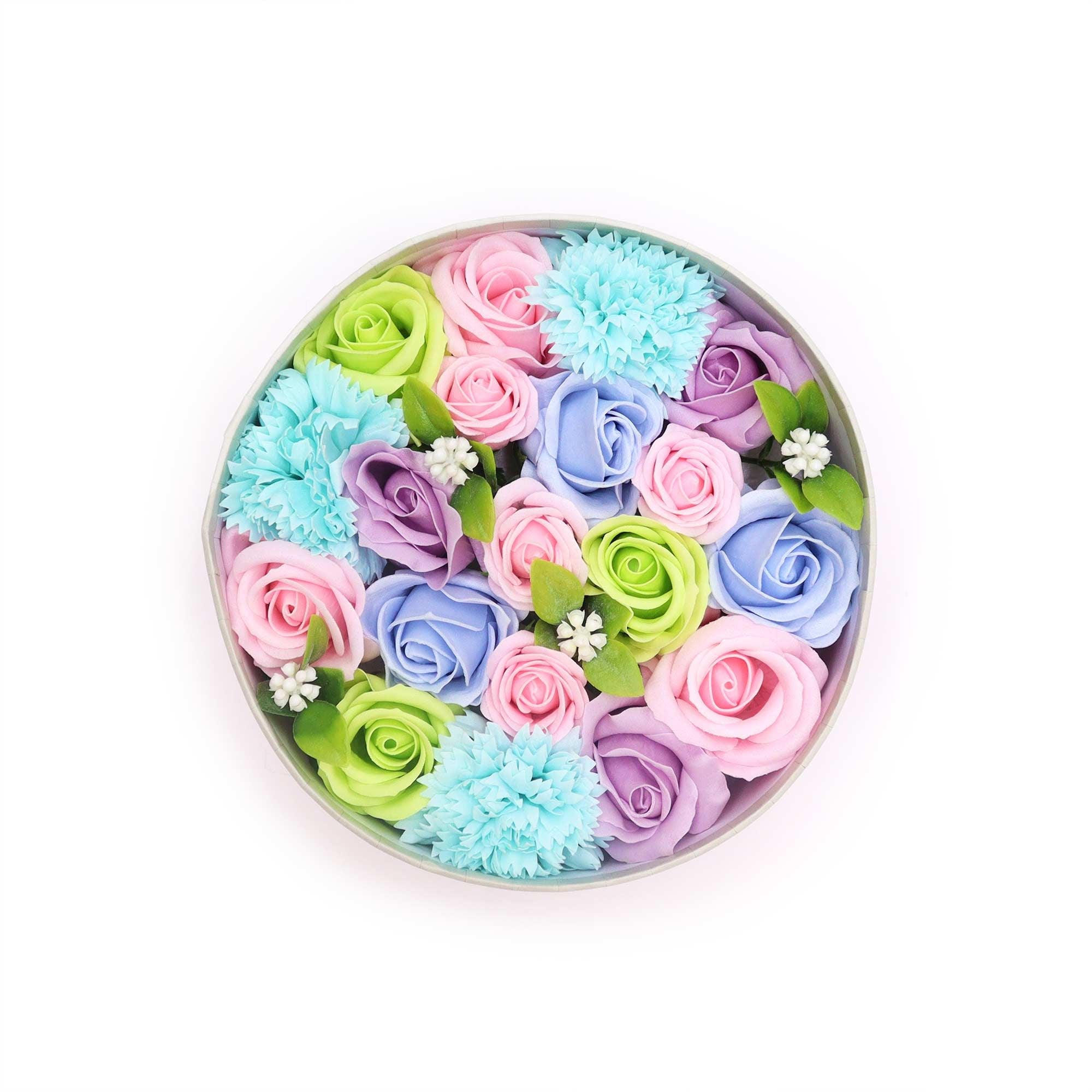 Round Box - Baby Blessings - Blues - Soap Flower Gift Round Box