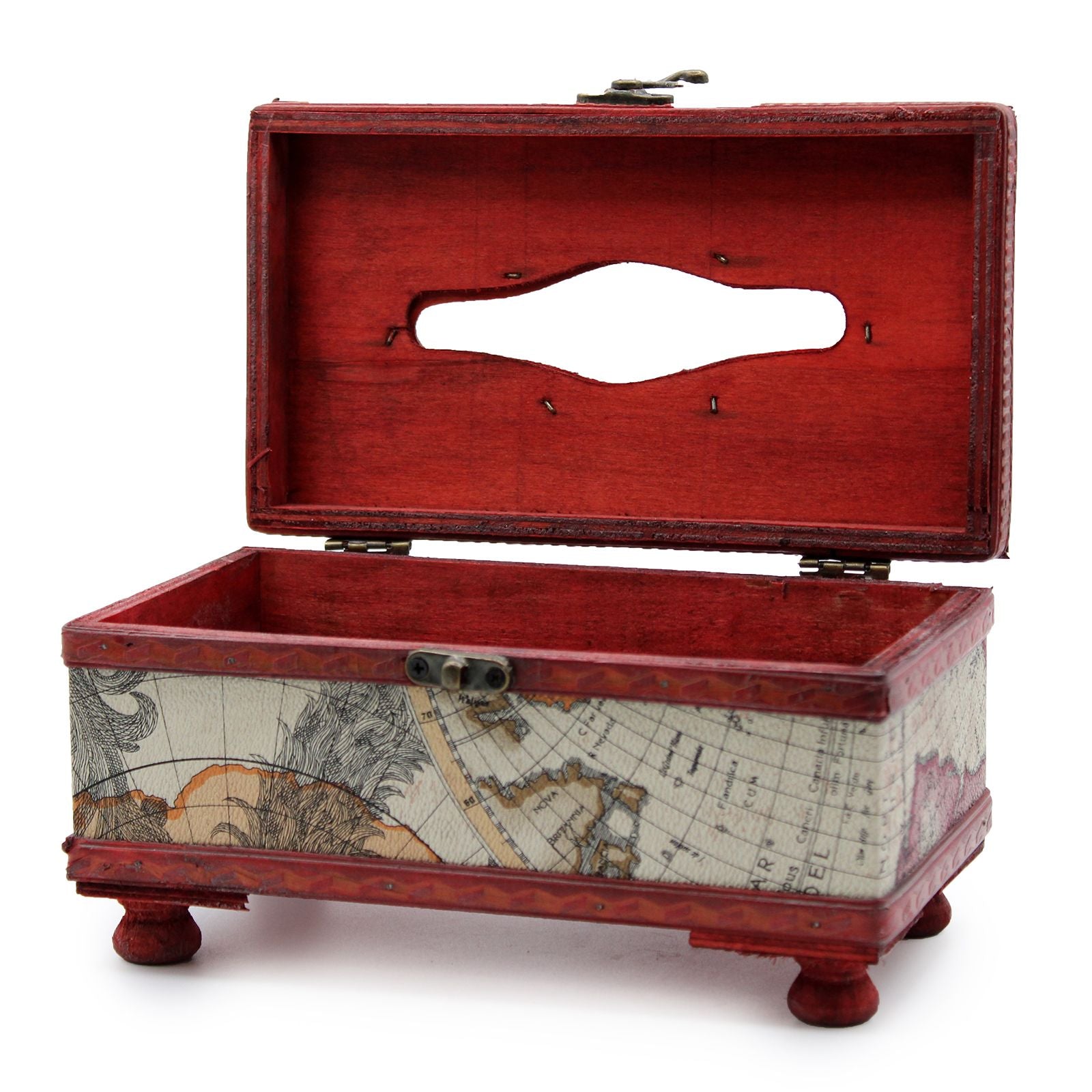 Tissue Box Old Map with Legs - Vintage-Style Decorative Storage