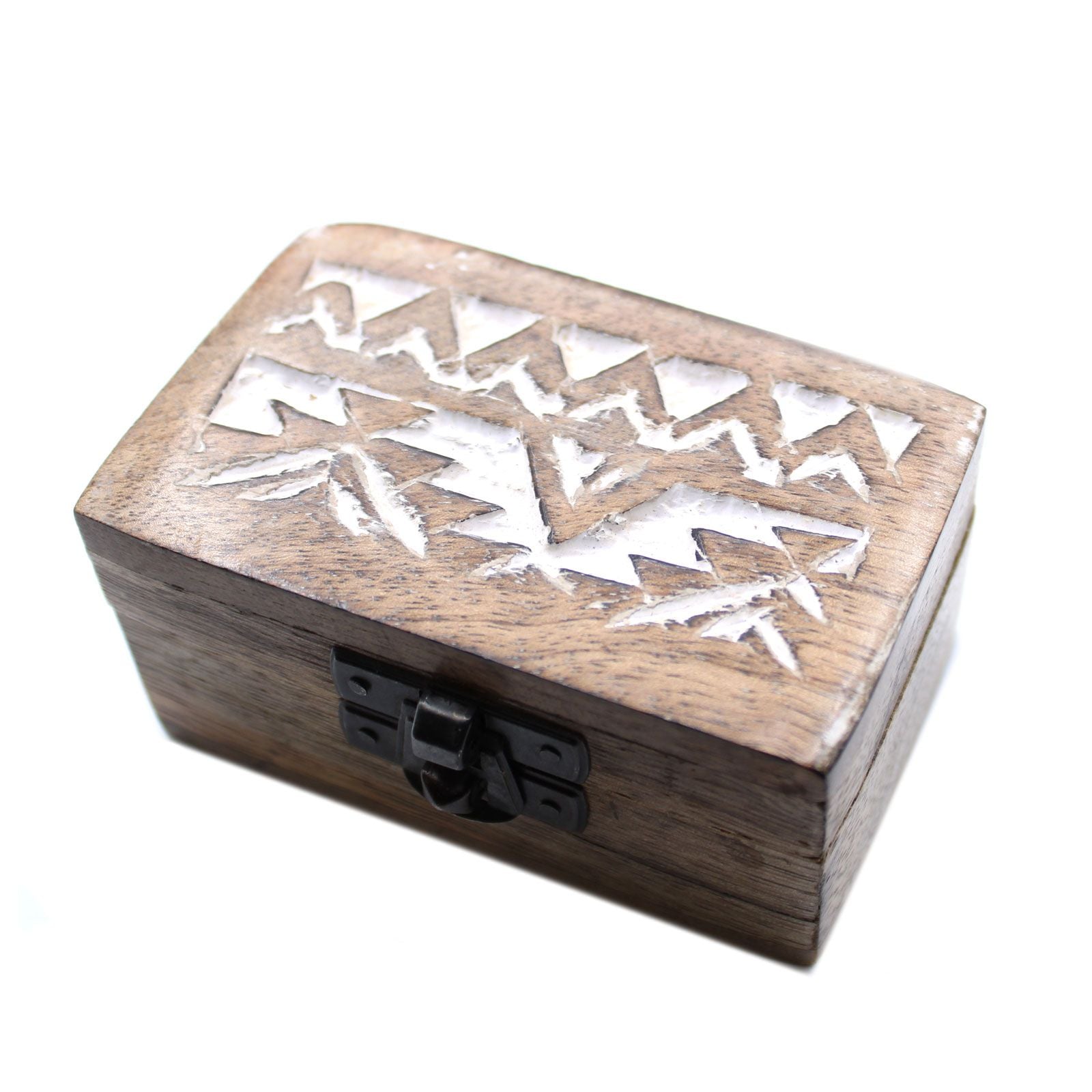 White Washed Wooden Box - Pill Box Slavic Design - Handmade