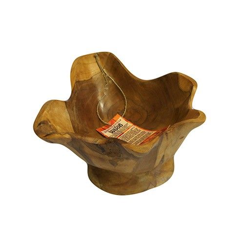 Teak Spiky Finger Bowls 25cm – Textured Hand-Carved Teak Appetizer Bowls