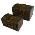 Sets of 2 Colonial Boxes - Metal Embossed Decorative Storage
