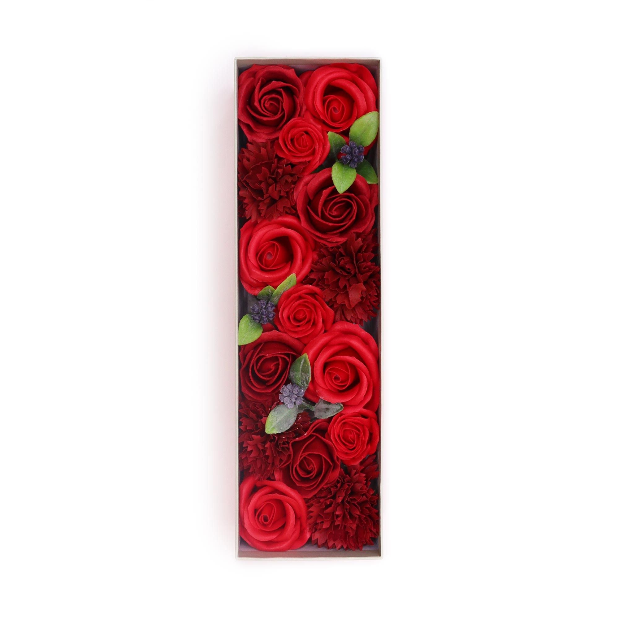 Long Box - Classic Red Roses - Soap Flower Gift Round Box