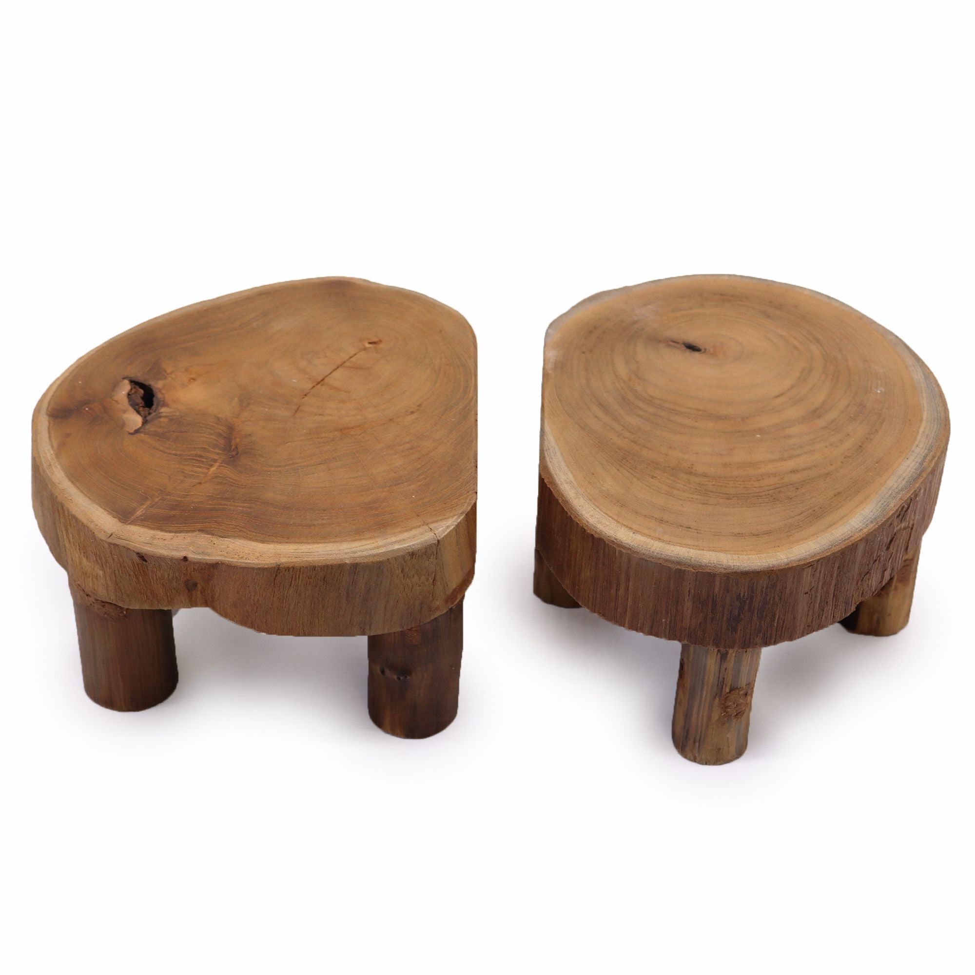 Low Teak Wood Pad Display Set of 2 - 24x10cm